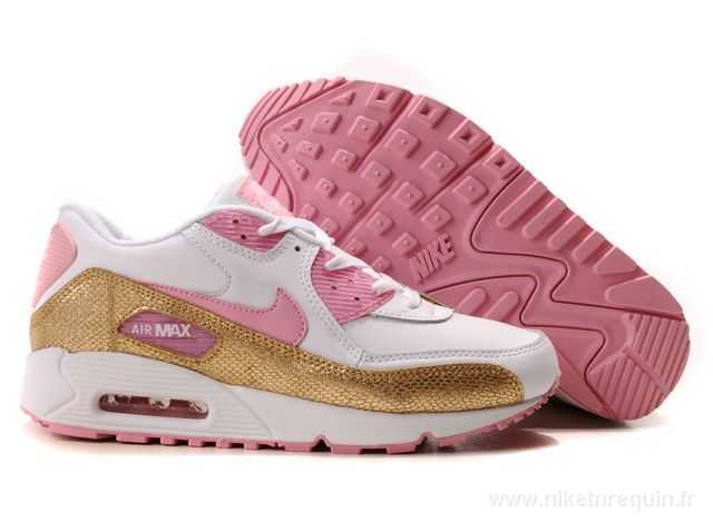 Chaussures Nike Blanc Rose Et Or Air Max 90